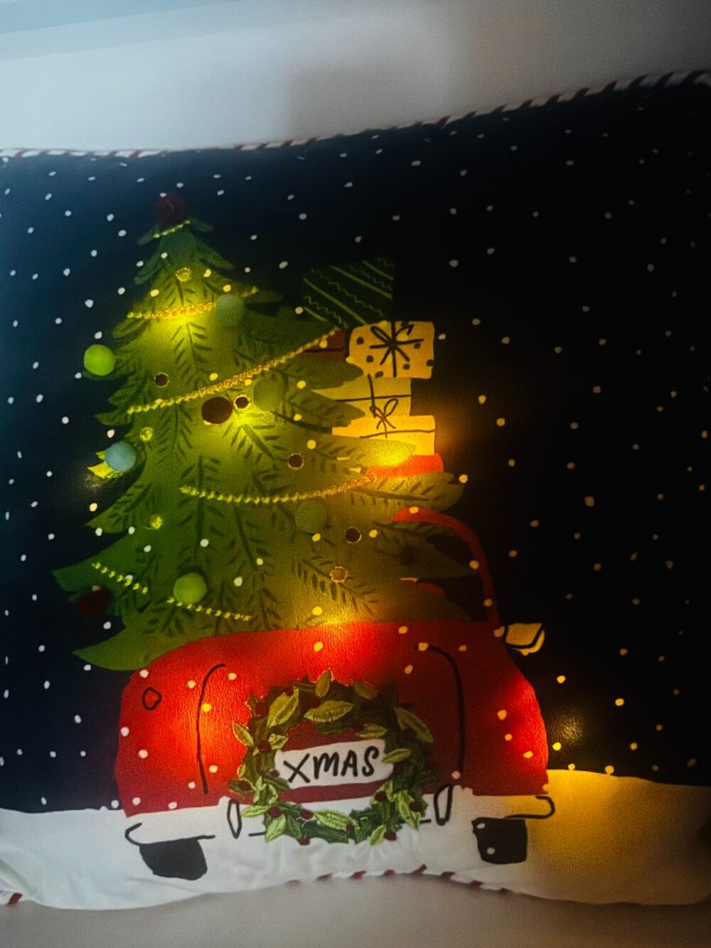 Christmas Decoration Throw Pillow 18x18" LED Light Up Holiday Scene C&C Californ
